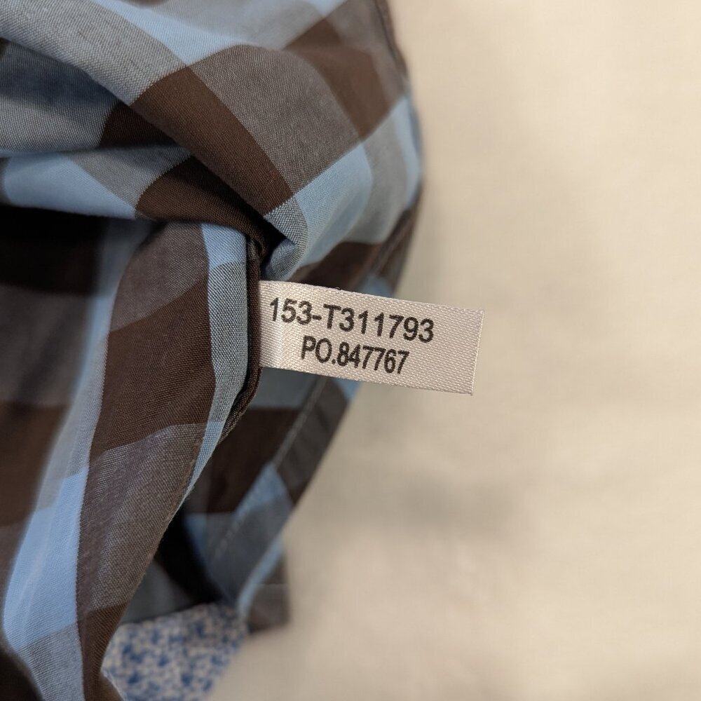 TOMMY BAHAMA Pima Cotton Shirt XXL Blue Brown Checkered Print Button Up Shirt - Picture 9 of 10